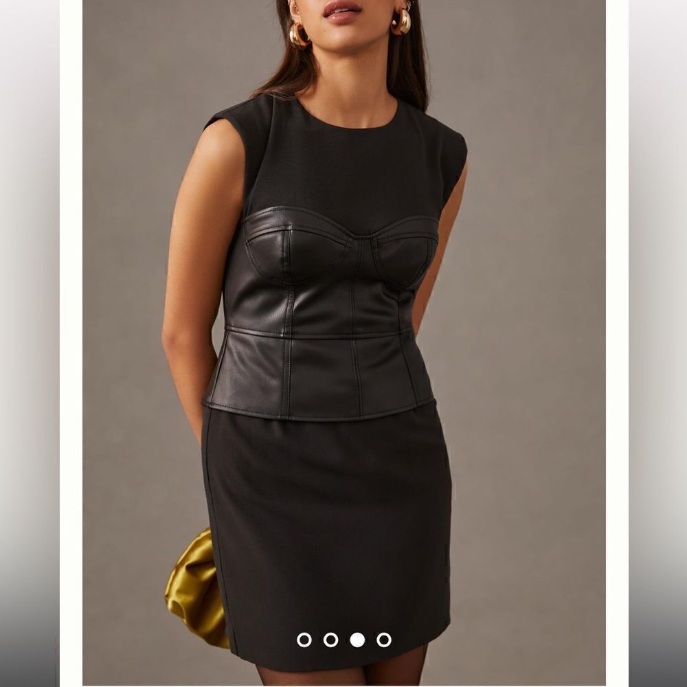 NWT Anthropologie Maeve Faux Leather Corset Dress Size 2
